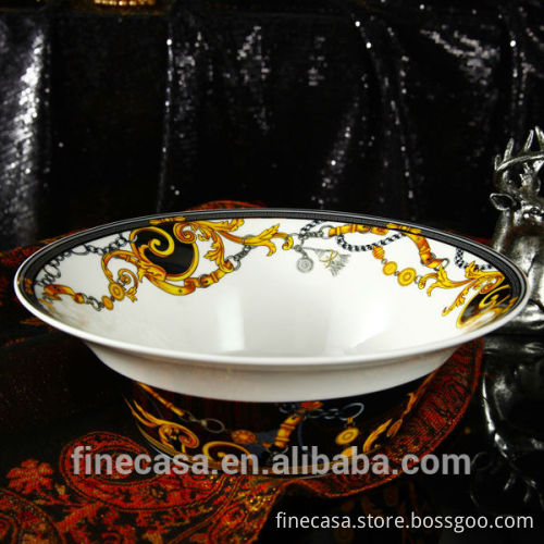 9 Inches Fine Bone China Luxury Antique Porcelain Fruit Bowl